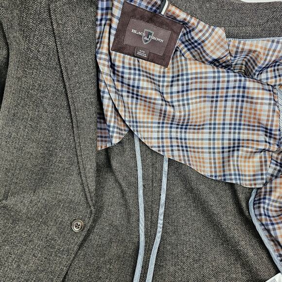 Black Brown 1826 Brown Herringbone Wool Blend Men's Blazer Size XL - Picture 7 of 15
